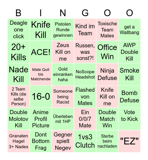 CounterStrike 2 Bruchchallenge Bingo Card