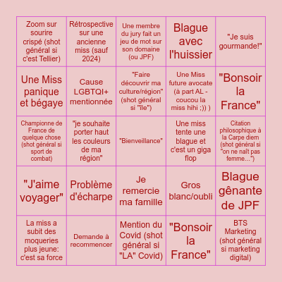 MISS FRANCE 2025 Bingo Card