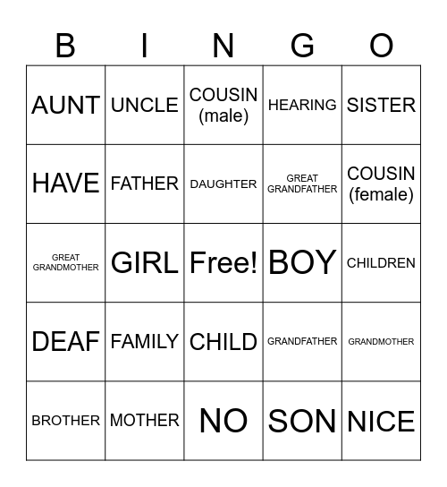 Untitled Bingo Card