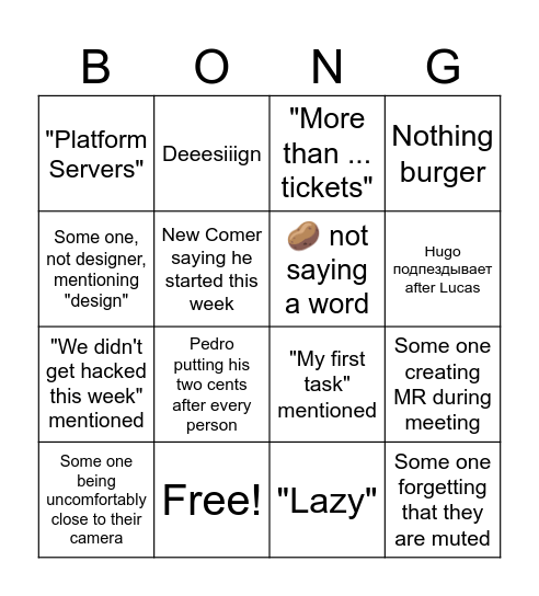 Weekly wins Bingo Card