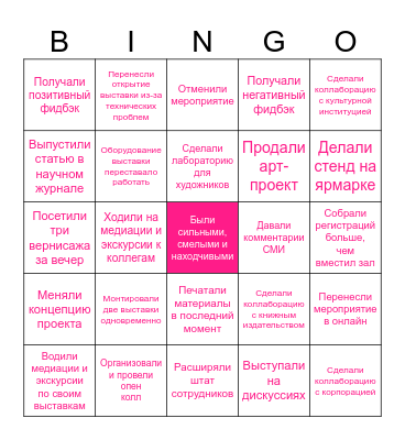 ART & SCIENCE Bingo Card