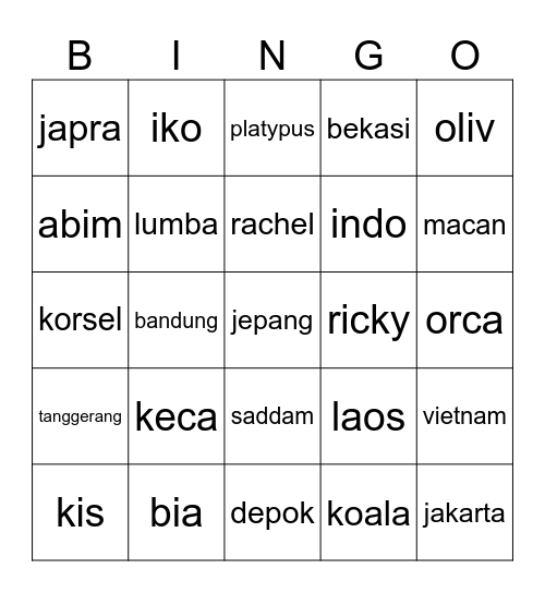 Untitled Bingo Card