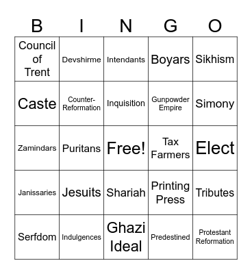 Vocab 3 Bingo Card