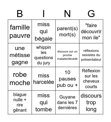 MISS FRANCE 2025 Bingo Card