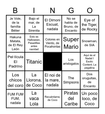 BINGO MUSICAL Bingo Card