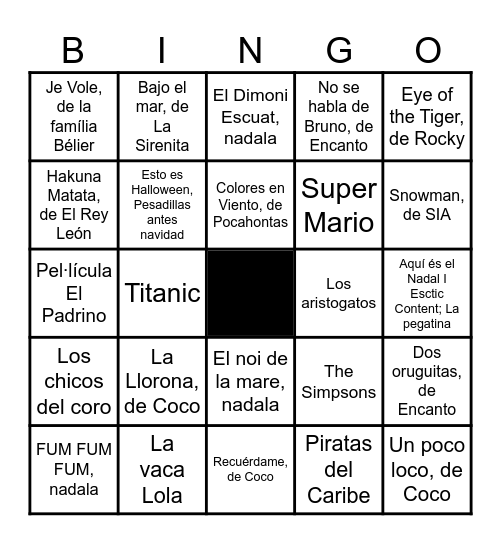 BINGO MUSICAL Bingo Card