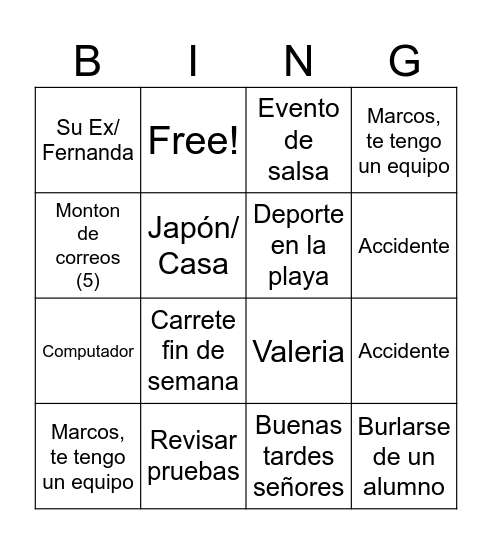 Bing Pelucong Bingo Card