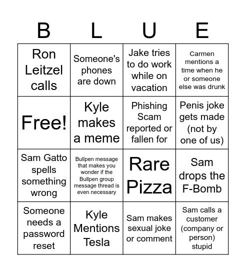 Bluetek Bingo Card 5337