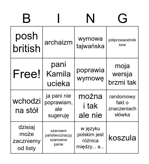 andrzej bingo Card