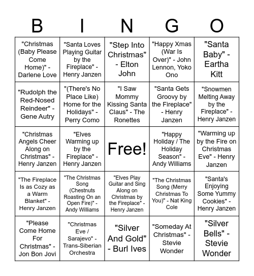 Christmas Music Bingo Round #2 Bingo Card