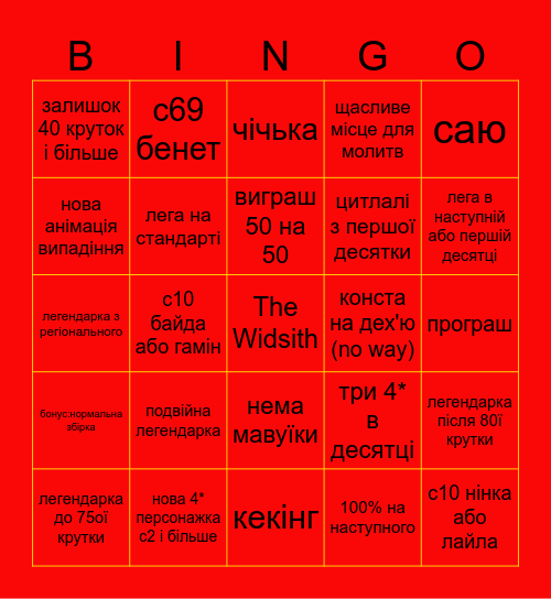 мавуїка Bingo Card