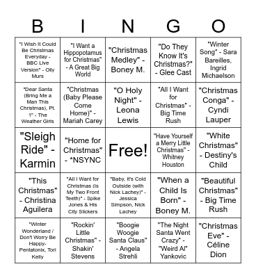 Christmas Music Bingo Round #4 Bingo Card