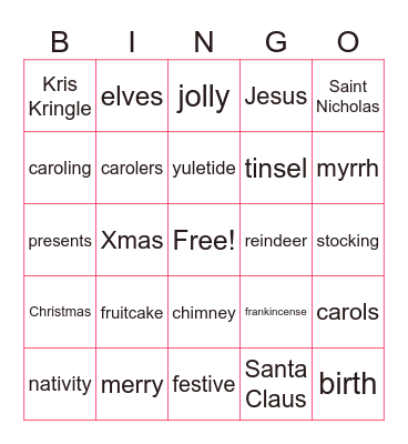 Christmas Bingo Card