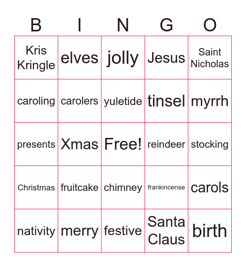 Christmas Bingo Card