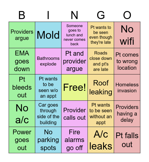 TUESDAY Bingo Card