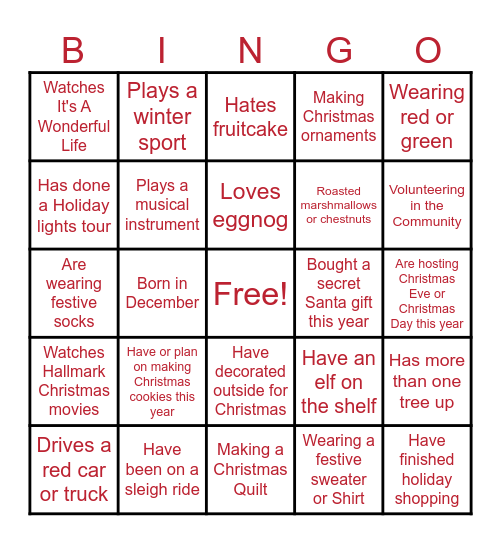 Christmas BINGO Card