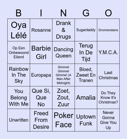 MundusPlus Muziek Bingo Card