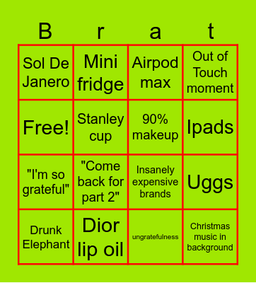 XCX CHRISTMAS HAUL BINGO Card
