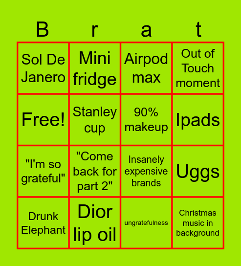 XCX CHRISTMAS HAUL BINGO Card
