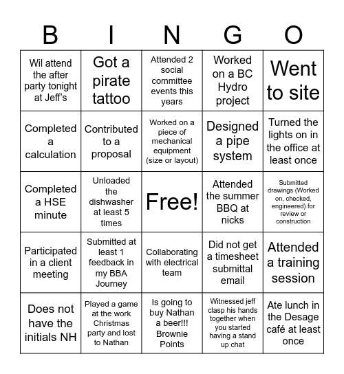 Mechanical Bingo Card