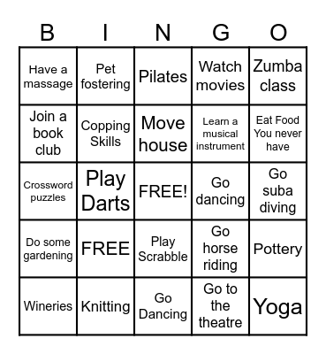 Retirement Bingo Card