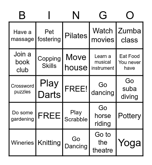 Retirement Bingo Card