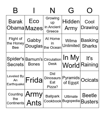 Library Bingo Card