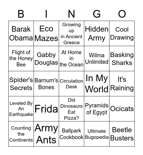 Library Bingo Card