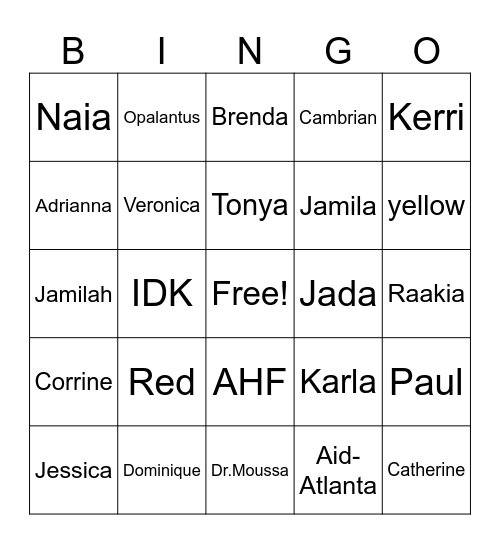 NEWNAN OFFICE BINGO Card