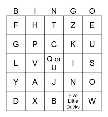 Alphabet Bingo Card