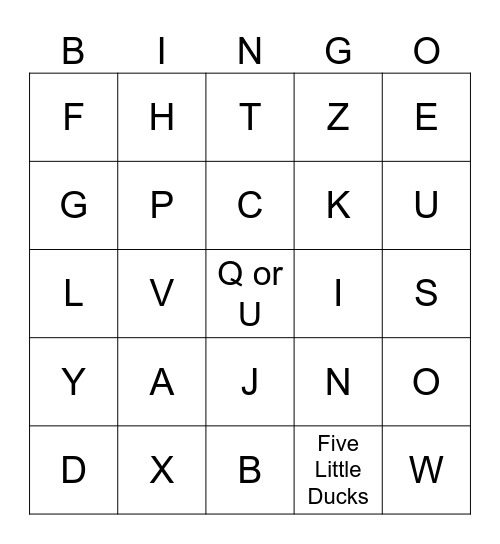 Alphabet Bingo Card