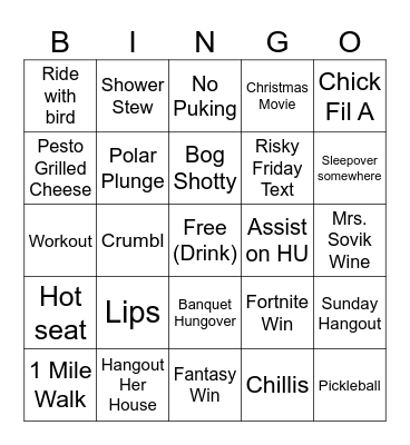 Dec 13 - Dec 15 Bingo Card