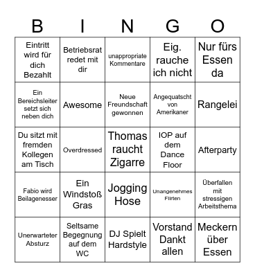 Weihnachtsfeier Bingo Card