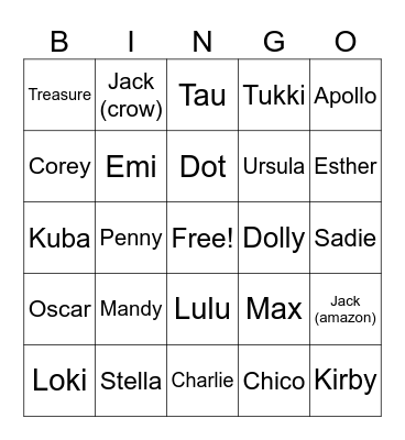 Birdie Bingo! Bingo Card