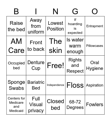 Nursing 21-24 Review Bingo Card