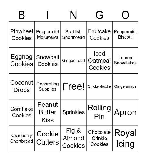 Christmas Cookies Bingo Card