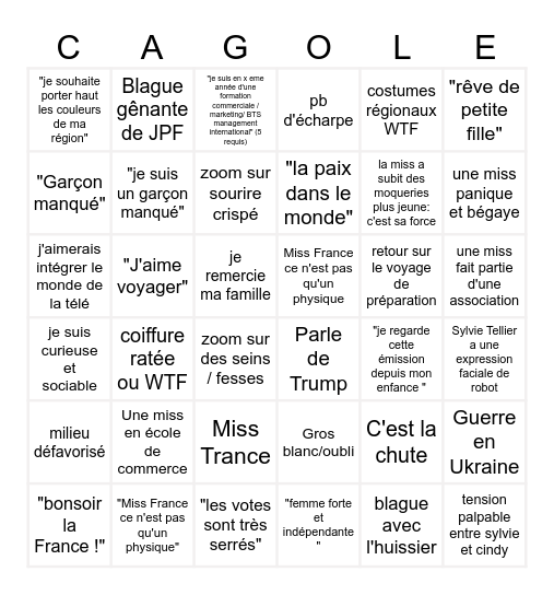 Miss Pouf ! Bingo Card