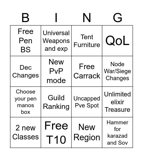 Calph ball Bingo Card