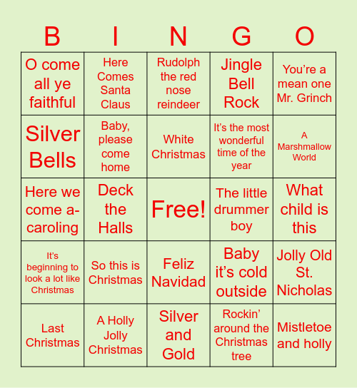 Christmas Bingo Card