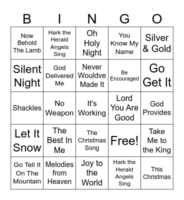 Christmas Gospel Bingo Card