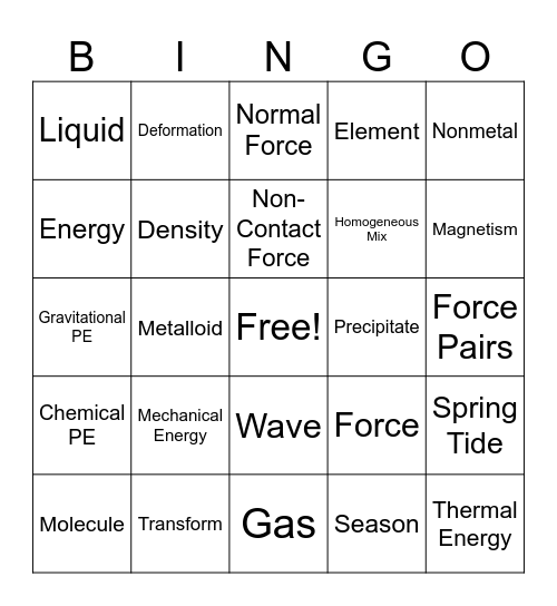 Fall 2024 Vocab Review Bingo Card