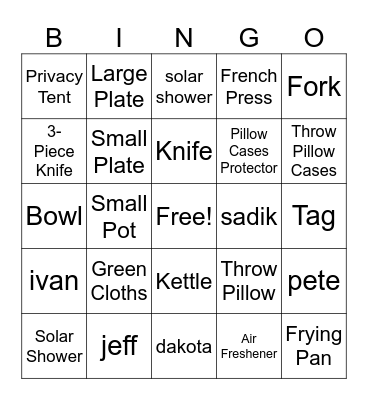 Karma Bingo Card