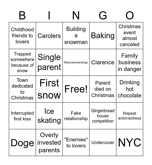 Hallmark Bingo Card