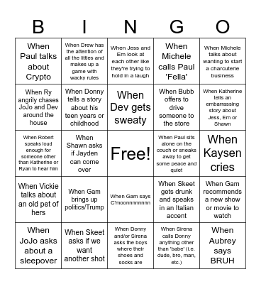 Family Bingo Card