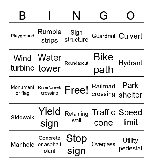 Infrastructure Bingo Card