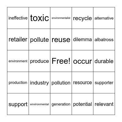 English 3D Issue 4 Vocabulary Bingo Card