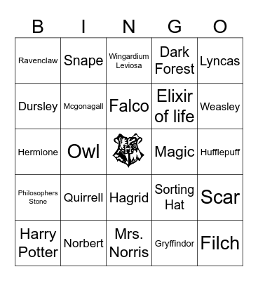 Harry Potter Bingo Card