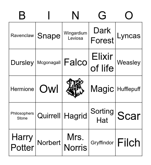 Harry Potter Bingo Card