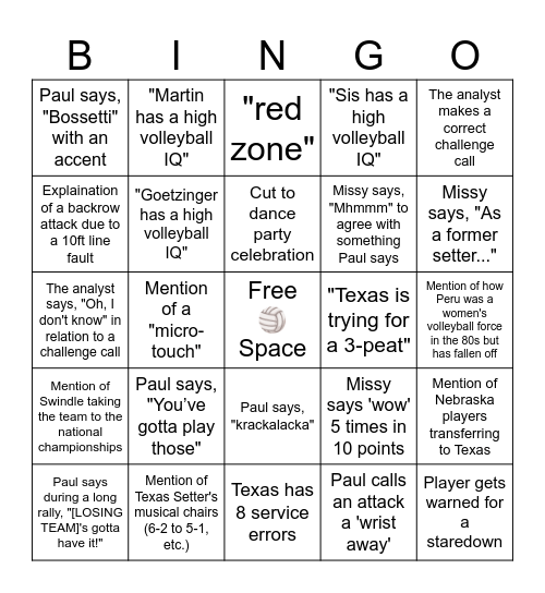 #3 Texas vs. #2 Creighton Bingo Card