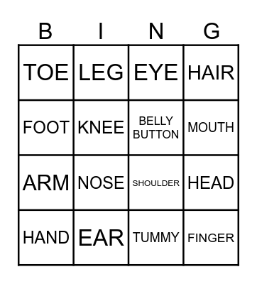 BODY Bingo Card